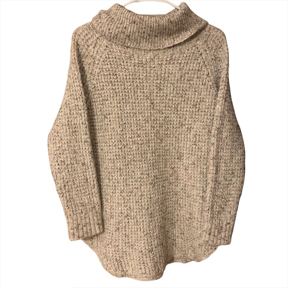 Free People Sweaters - Free People Size Medium M Beige Sweater Wool Knit Marled Long Sleeve Turtleneck